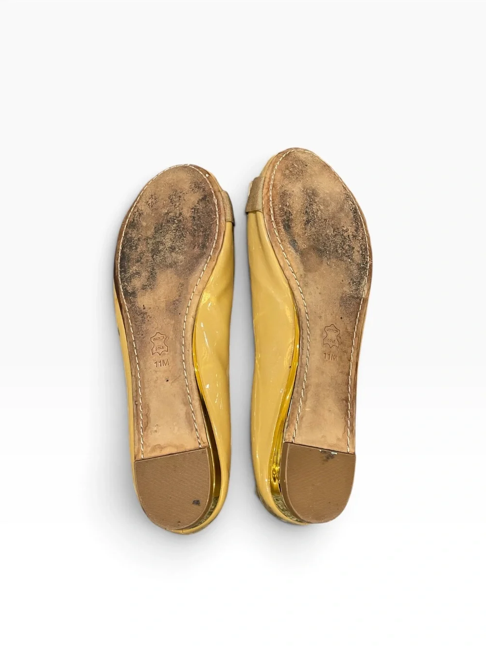 Tory Burch Tan Patent Peep-Toe Flats with Bow Accent Size 11
